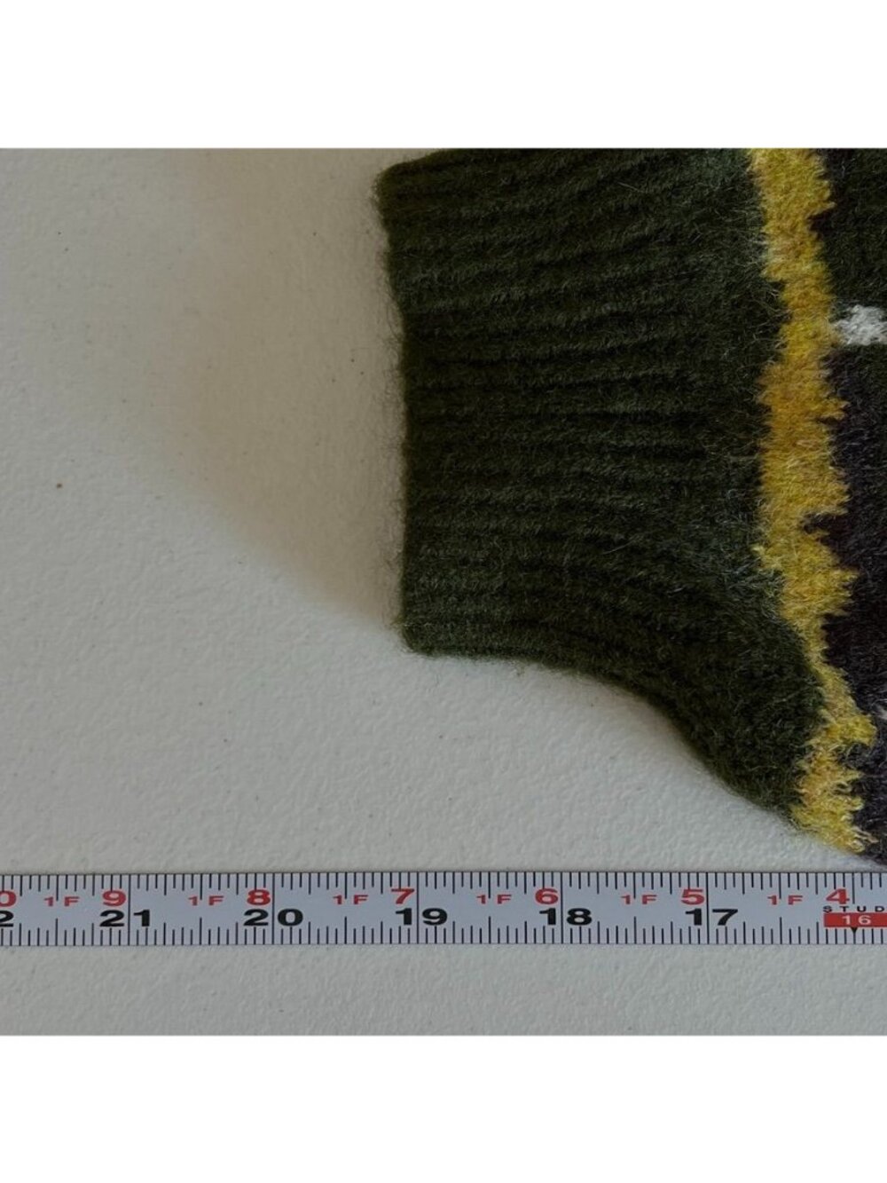 Novelty Dog Sweater XS Mustard Olive Indie Folk Art Cottagecore Oversized Knit - Picture 11 of 13